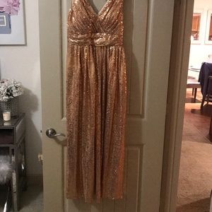 Long sequin v neck gown